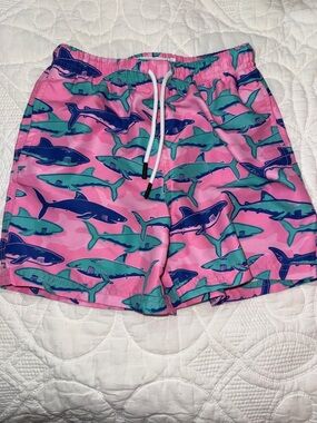 Boys Maammgic- Pink Shark Print Swim Shorts